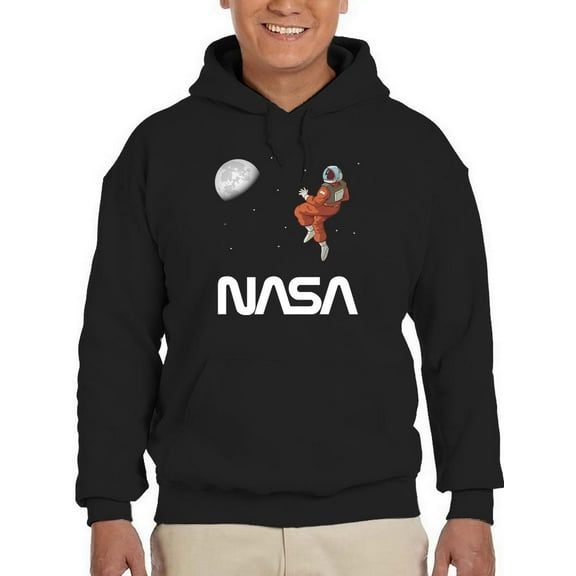 NASA Nasa Astronaut Gazing Moon Hoodie Men -NASA Designs, Male Large