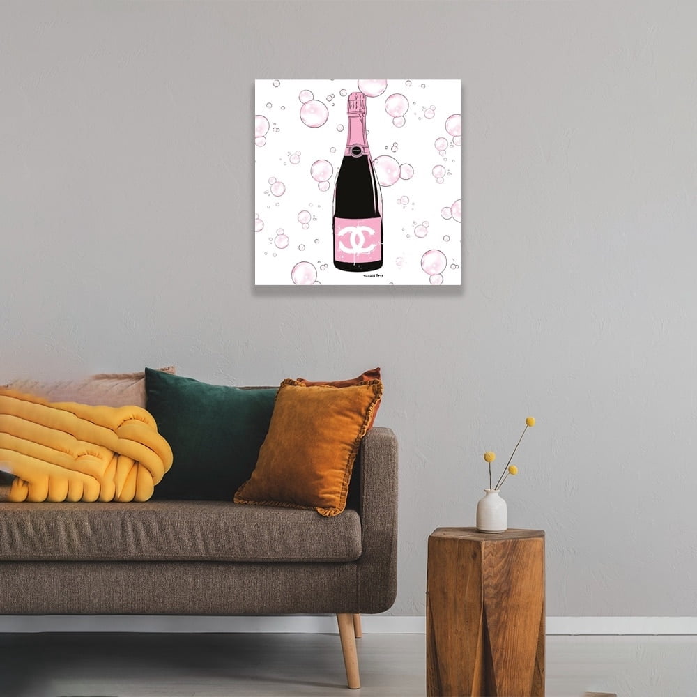 Fashion Glam Champagne Bottle - 14"X14" Canvas Artwork 14 x 14