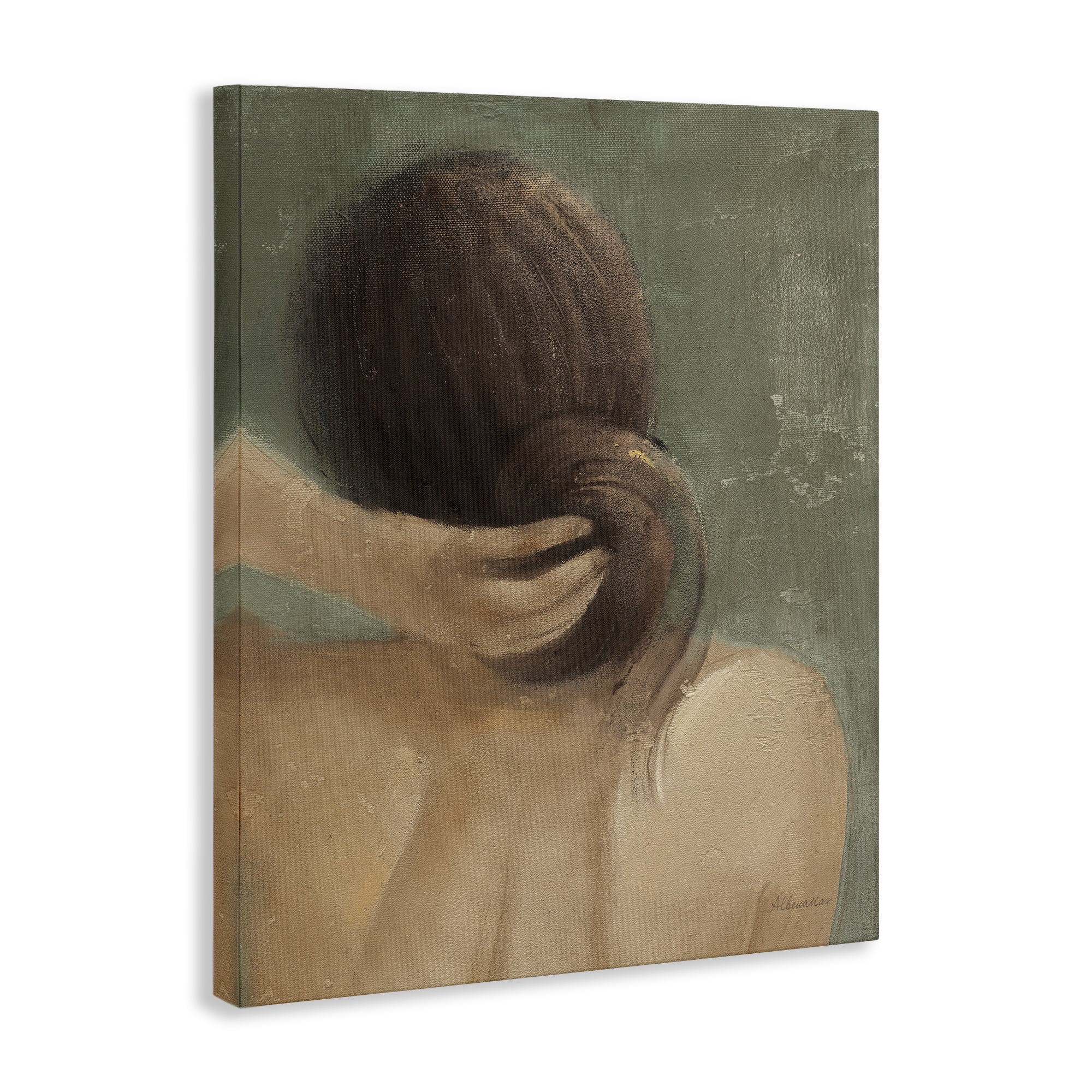 Stupell Industries Classic Brunette Woman Novelty Painting Gallery Wrapped Canvas Art Print Wall Art, 30 x 40