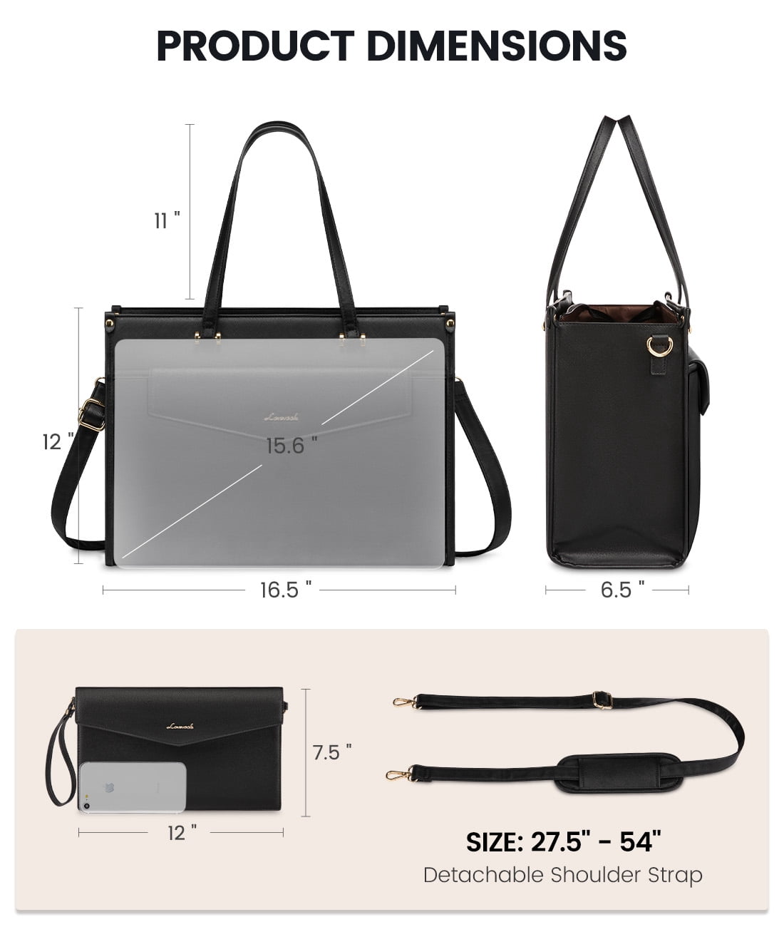 Lovevook Laptop Tote Bag for Women,PU Leather Teacher Nurse Office Ladies Work Bag,Classy Anti-Thief Women Handbags Shoulder Bags-Large