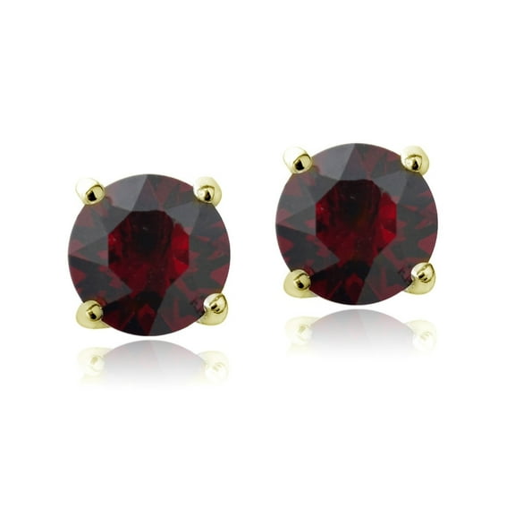 Swarovski Elements Garnet January Birthstone Stud Earrings in Gold Tone