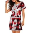 thumbnail image 2 of Sikiie Buffalo Plaid Love And Gnome Print Women's Short-sleeved Nightdress, Round Neck Pullover Nightdress Pajamas Summer Home Wear, 2 of 6