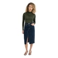 thumbnail image 2 of Jordache Women's High Rise Denim Midi Skirt, 2 of 8