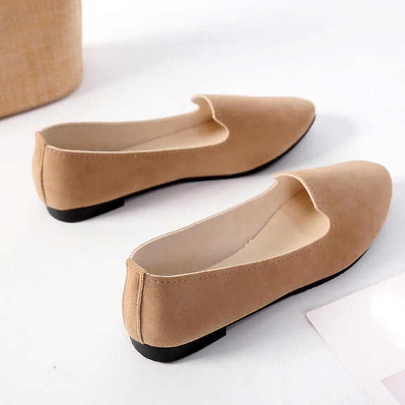 Vedolay Casual Shoes Women Women's Shoes Comfortable Slip On Flat Casual Low Top Shoes,Khaki 6