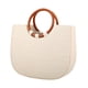 thumbnail image 3 of Bolso de mano tejido resistente a la abrasión con correa ajustable para el hombro, bolso de playa de verano Blanco, 3 of 9
