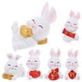 thumbnail image 4 of 6pcs Rabbit Figurine Resin Year of the Rabbit Bunny Figurine Zodiac Rabbit Decoration, 4 of 7
