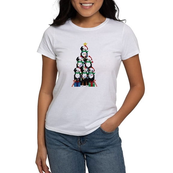 CafePress - Bernese Mt Dog Xmas Tree T Shirt - Women's Classic T-Shirt