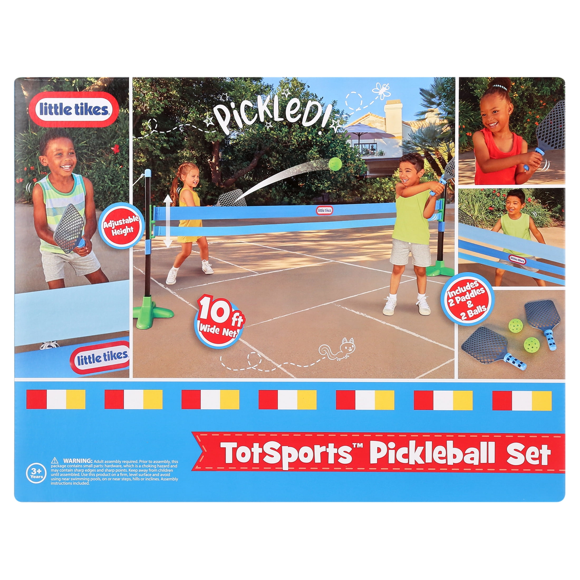 Little Tikes TotSports Pickleball Set, Includes 2 Paddles, 2 Balls, & Net, Ages 3+, Blue