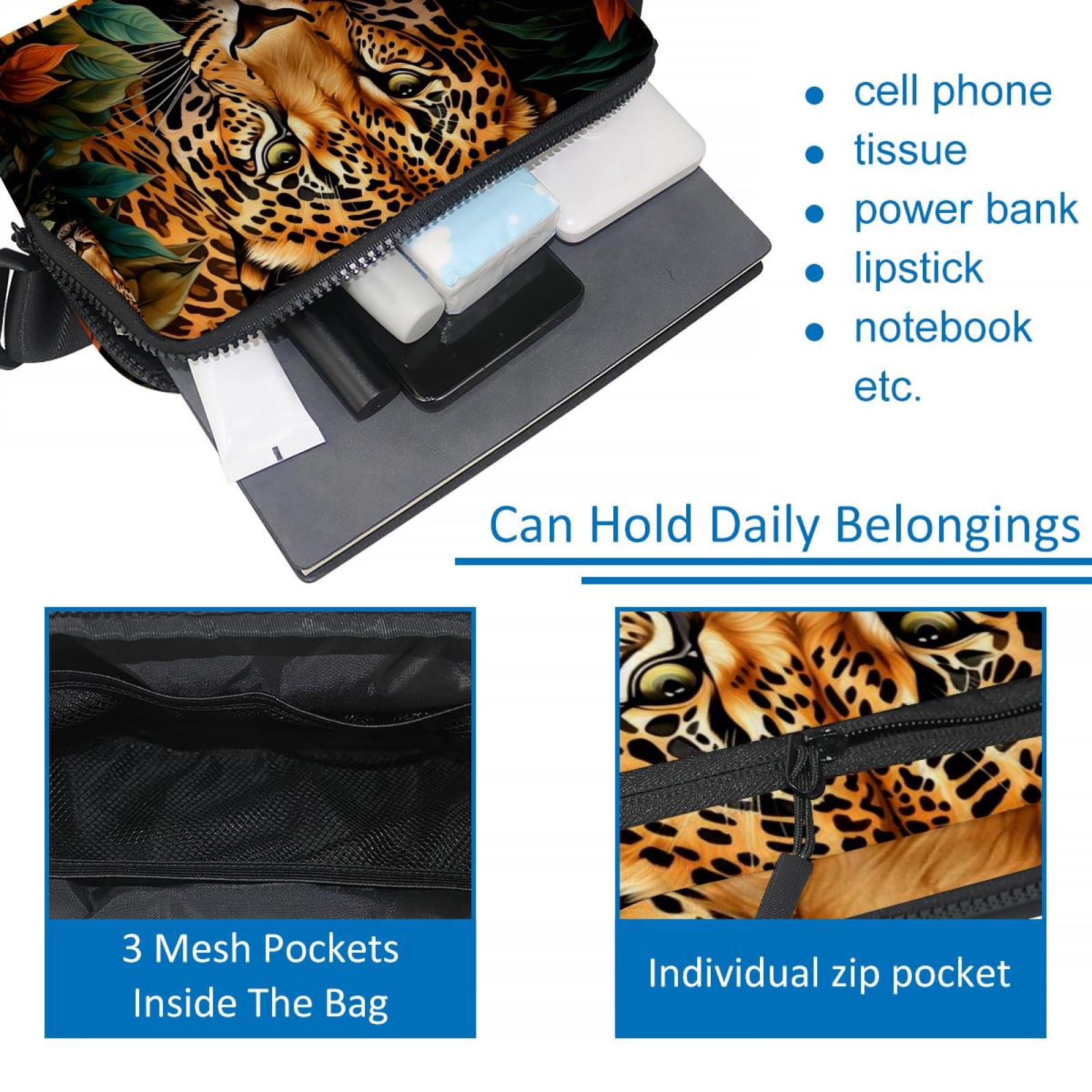 Leopard Lightweight Adjustable Sling Bag Waist Pack with Extension Strap Unisex - Ideal for Travel and Outdoor Activities