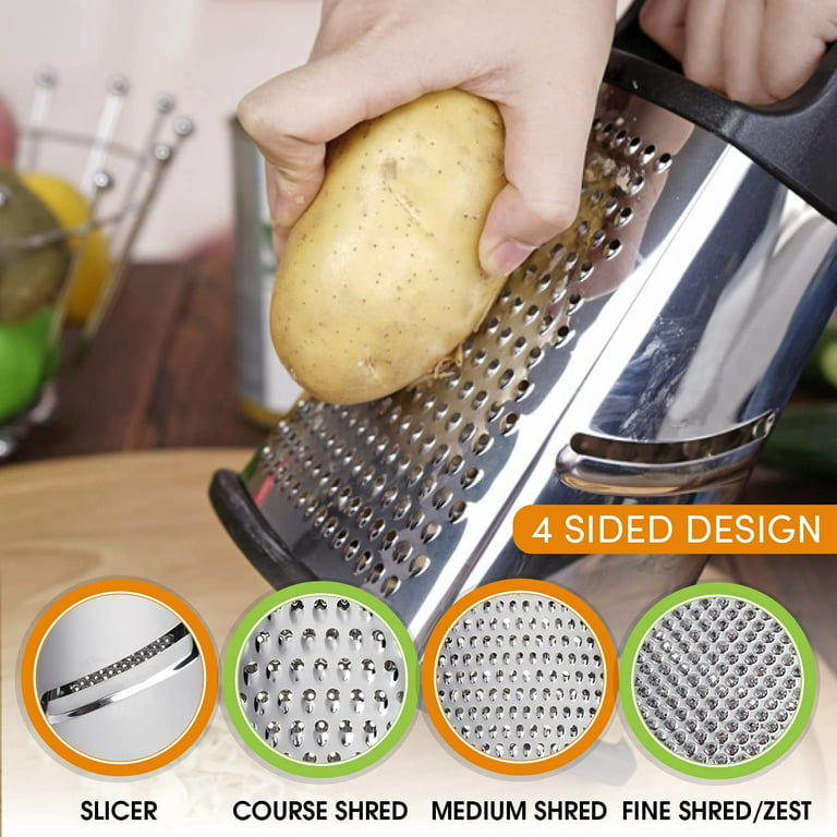 Borke Professional Box Grater, Stainless Steel with 4 Sides, Best for  Parmesan Cheese, Vegetables, Ginger 