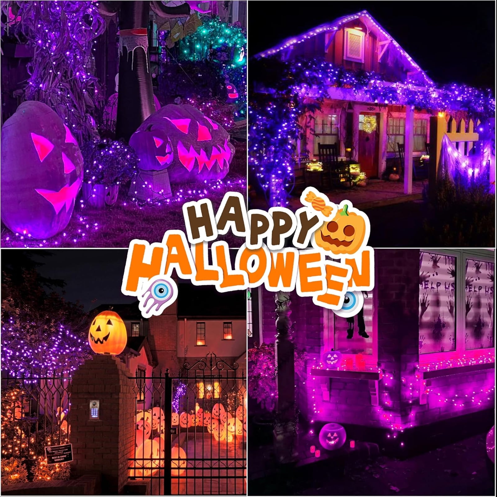 66ft Halloween Lights with Music Motion Sensor Controller,200 LED Fairy Starry String Light Plug in for Indoor Outdoor Xmas Tree Wedding Party Decoration (Purple)