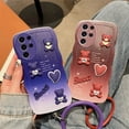 thumbnail image 5 of Korean Lovely Bear Case For Samsung Galaxy S23 Ultra S22 Plus S21 FE S20 A23 A33 A53 A13 A52 A22 A32 Wrist Strap Chain Cover, 5 of 5
