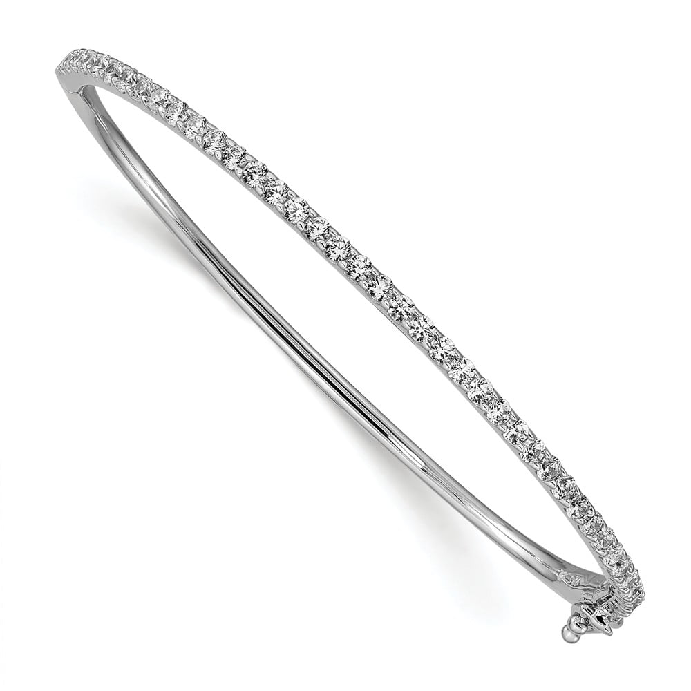Sterling Silver Cz Hinged Bangle