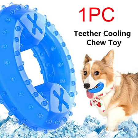 Danlai Cooling Teether Chew Toy for Dogs with Treats for Teething Blue Large