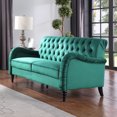 thumbnail image 2 of Chesterfield Sofa,Velvet Upholstered 3 Seater Couch with 7 Inches Thick Padded Seat Cushion and Button Tufted Backrest,Modern Sofa for Living Room with Scroll Arms & Solid Wood Legs, 2 of 6