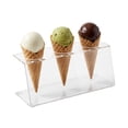 thumbnail image 4 of Clear Tek Clear Acrylic Ice Cream Cone Stand - 3 slots - 7" x 2 3/4" x 3 1/4" - 1 count box, 4 of 6