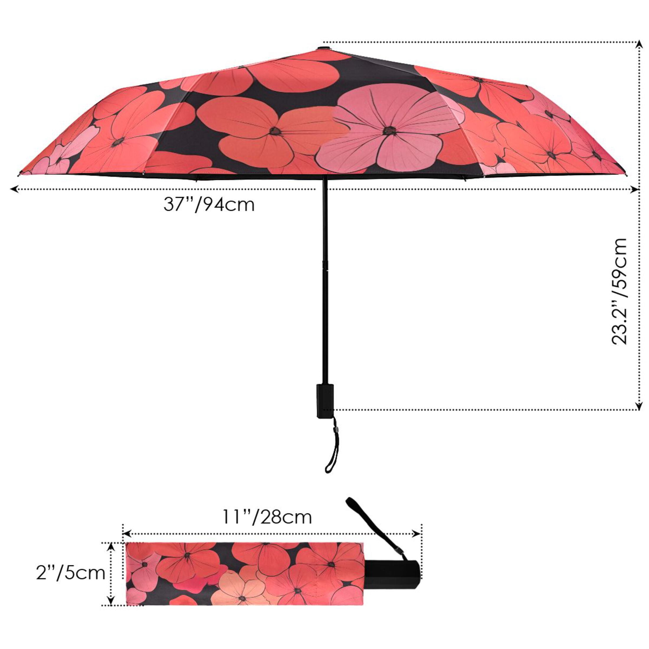 ALAZA Elegant Flowers-r5 UPF 50+ Compact Folding Umbrella for Rain Travel Umbrella Packable