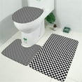 thumbnail image 2 of Black and White Small Checkered Pattern Bathroom Rugs Sets 3 Piece,Toilet Cover Set,Absorbent Non Slip Bathroom Mats Sets with U-Shaped Contour Rug Toilet Rug Set, 2 of 5