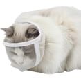 thumbnail image 3 of Cat Muzzle With Breathable Mesh - Mesh Muzzle For Cats To Prevent Biting And Chewing - Adjustable Anti-meow Muzzle Cover For Cats, White, M -sy, 3 of 5