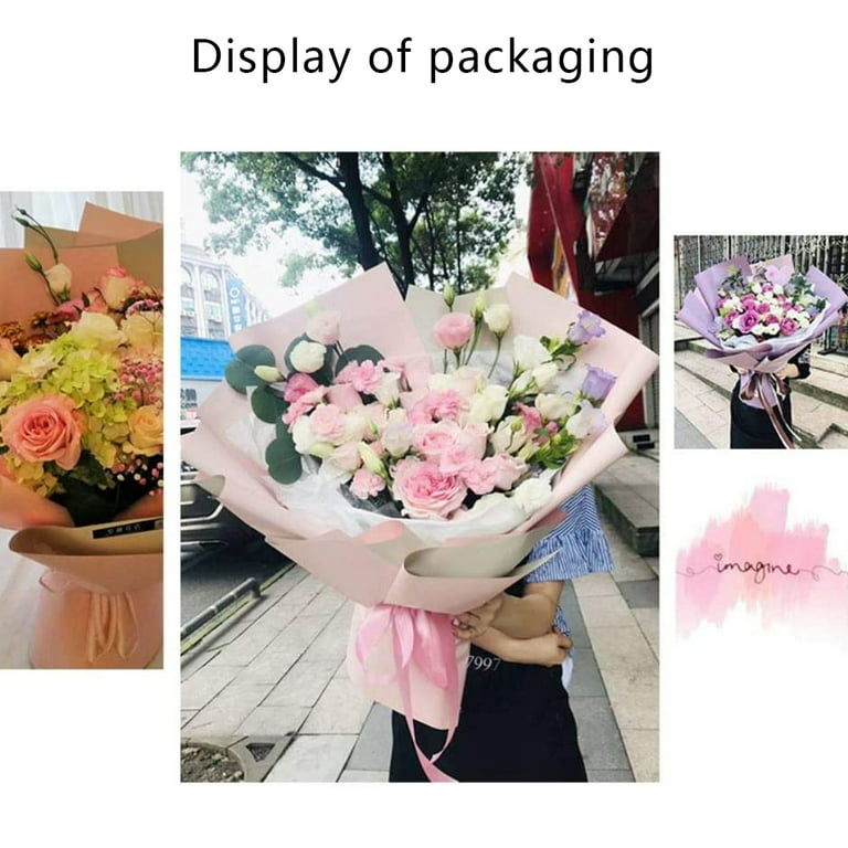 Flower Wrapping Paper,Florist Bouquet Supplies,DIY Crafts,Gift Packaging or  Gift Box Packaging, Wraps Waterproof Floral Wrapping Paper,Pink 