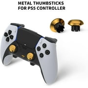 Prociv 10 in 1 Metal Thumbsticks for PS5 Edge Controller, 6 Analog Stick Joystick 4 Back Paddles Triggers Buttons Interchangeable Replacement for PS5 Edge Controller (Gold)