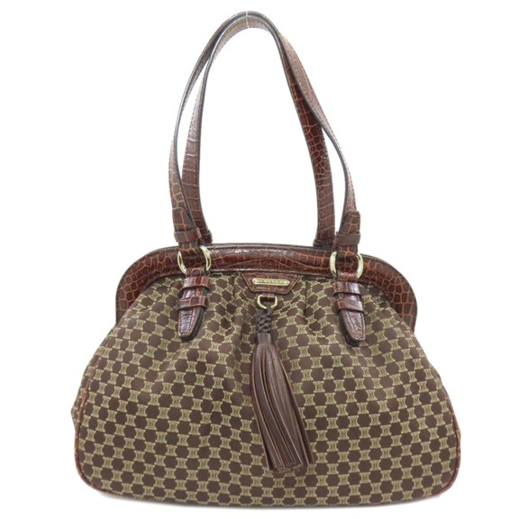 Pre-Owned Celine Macadam pattern fringe handbag, canvas, women's.