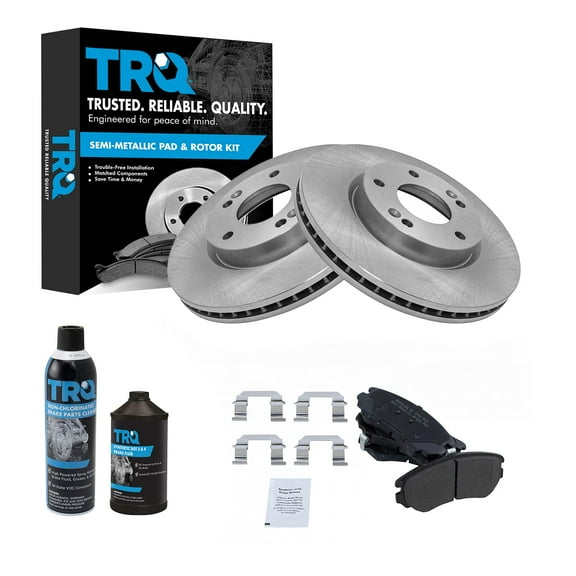 TRQ Front Semi Metallic Brake Pad & Rotor Kit w/Fluids Fits Sephia Sportage BKA18035