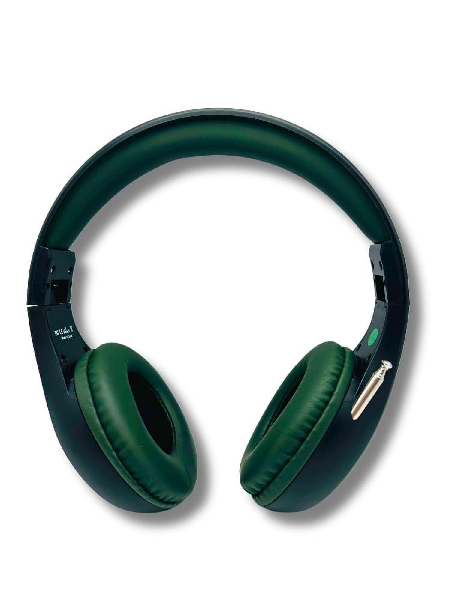 FM Radio Headphones Pull-Out Antenna, Great Reception, Sound Quality, Light Weight, Walking, Ease of Use, Jogging, Relaxing, School, Talk Radio, Require 2AA Batteries (Not Included) Black & Army Green