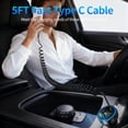 thumbnail image 2 of USB C Car Charger, 60W Fast Charging Dual Port PD & QC 3.0 Car Phone Charger Adapter with 5ft Built-in Type C Cable for iPhone, Samsung, Android Phones, Tablets, 2 of 6