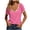 Pink #050, variant on Women's T-Shirt Scoop Neck Contrast Trim Heathered Knit Casual Short Sleeve Top Summer Solid Color Tee