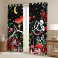 thumbnail image 2 of Homewish Red Rustic Mushroom Black Out Curtains,Gothic Skull Skeleton Curtains Pack of 2 (42x63 Each),Colorful Country Floral Bedroom Curtains For Girls Kids,Luxury Bedroom Decor, 2 of 6