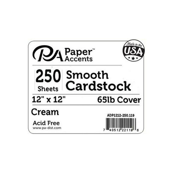 Paper Accents Cardstock 12"x12" 250pc Smooth 65lb Cream