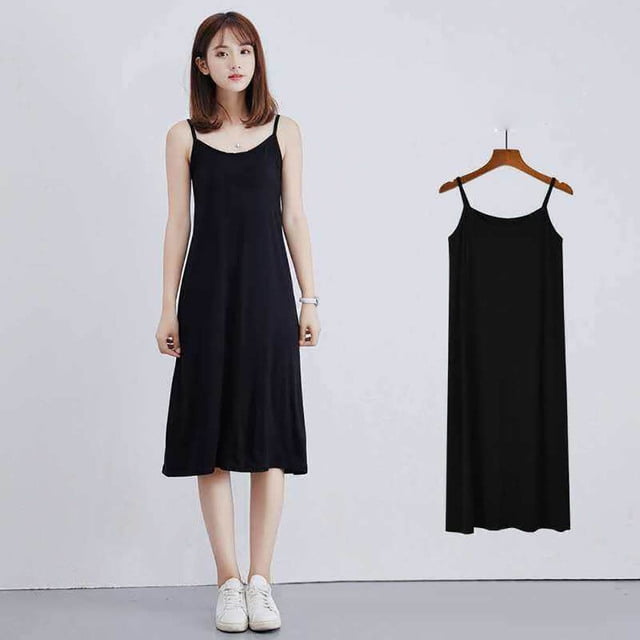 2024 Femmes Femme Robe d'Été Bas en modal Jupe à Bretelles Jupon pour Femmes Longueur Moyenne Ample Sans Manches Robe Débardeur Robes QZX