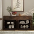 thumbnail image 3 of WAMPAT 2-in-1 TV Stand for up to 75" TVs,Farmhouse Entertainment Center with Storage Barn Door Cabinet,TV Console Table with Media Cabinet and Drawers for Living Room,Bedroom,Rustic Brown, 3 of 7