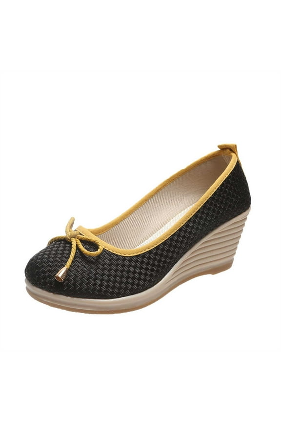 Women's Wedge Heel Shoes Breathable Mesh Slip On Summer Flatform Wedge Sneakers Comfortable Low Heel Wedge Sandals Black 37
