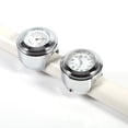 thumbnail image 3 of 7/8" and 1" Motorcycle Handlebar Mount Watch Dial Clock and Thermometer for Temperature in White, 3 of 7
