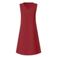 thumbnail image 6 of Aboser Womens Casual Sleeveless Dresses Cotton Linen Midi Dress Solid Loose Fit Sun Dresses Plus Size V Neck Beach Dress Lightweight Plain Tank Dresses, 6 of 6