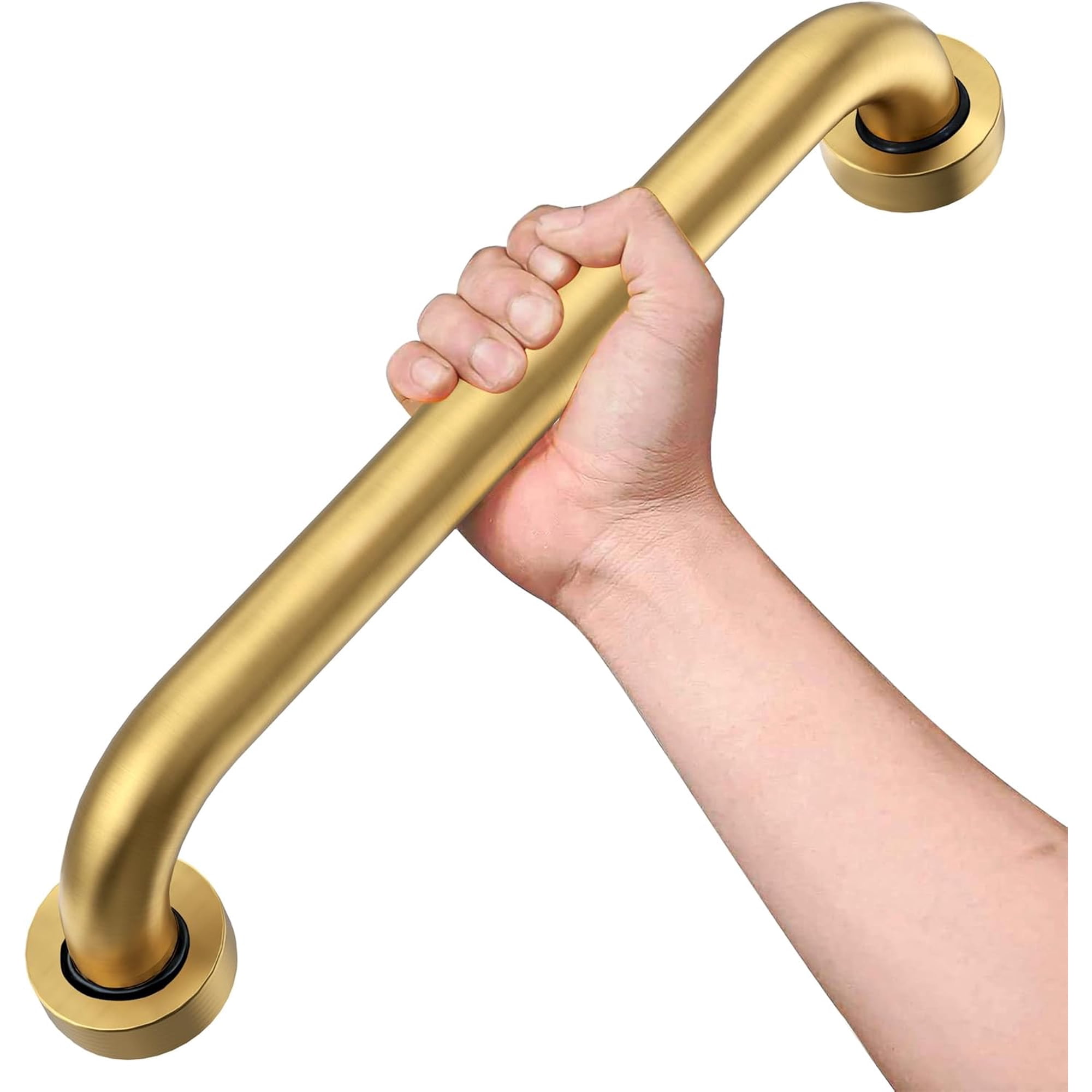 16 Inch Shower Grab Bar, 500 lb Heavy Duty Brushed Gold Stainless Steel Safety Rail for Bathtubs and Showers – Anti Slip Bathroom Grab Bar for Elderly Handicap Senior, Screw Mount Assist Handle