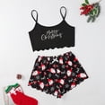 thumbnail image 2 of IMENGL Pajama Sets for Women Onesises Christmas Crop Tops with Shorts Round Neck Camisole Cute Sleepwear Loungewear Women's Pajamas Set,Black, 2 of 3