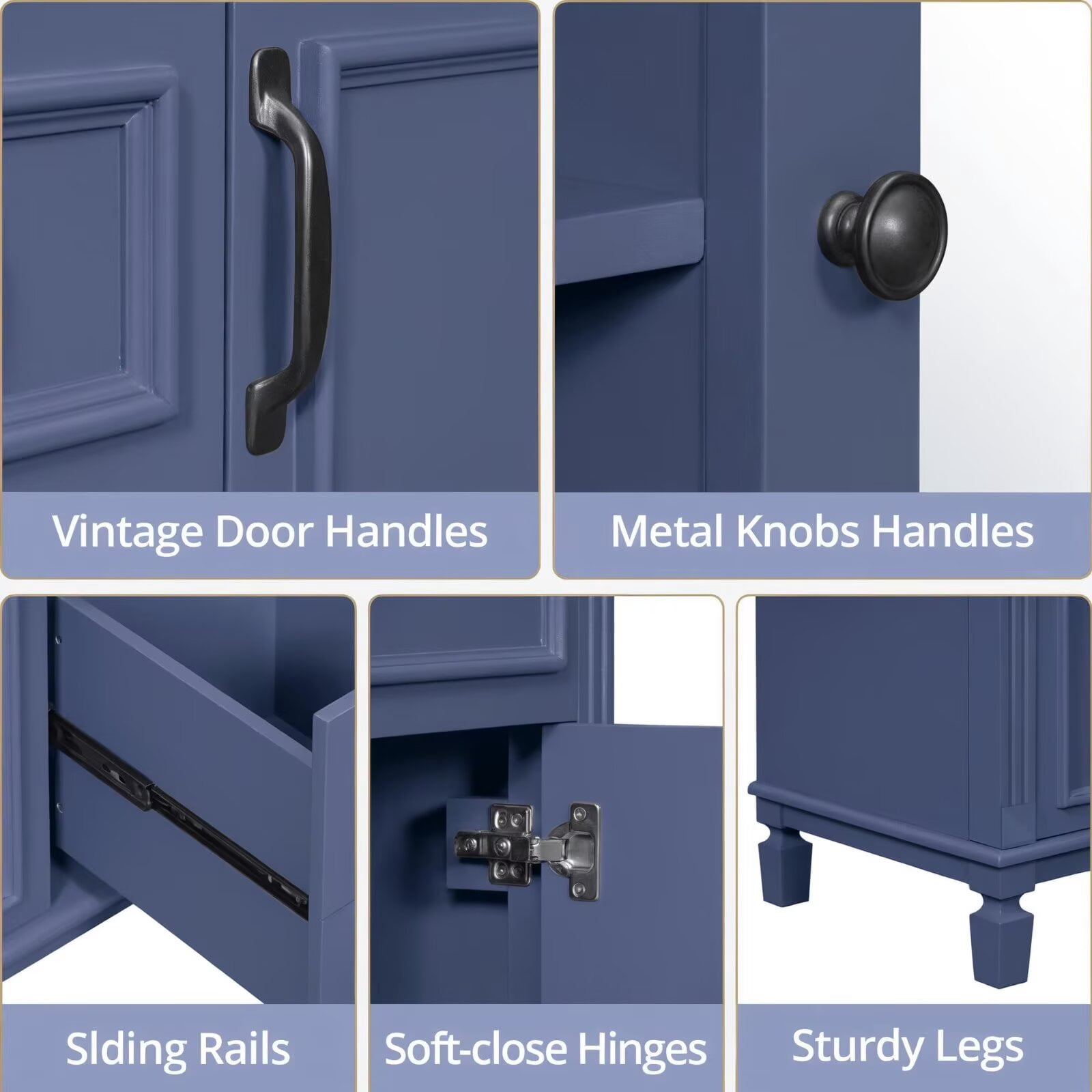 36" Bathroom Vanity with 3 Hole Ceramic Sink and Mirror Cabinet Combo, Wood Freestanding Single Basin Vanity Set with Storage Shelves Drawers Doors, Blue