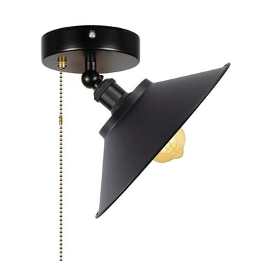FSLiving 12V RV Adjustable Wall Light with Zipper Switch Retro Black RV Decorative Light Ceiling Mount RV Ceiling Light Hallway Light Fixtures, E26 E27 Industrial Semi Flush Mount for RV Camper