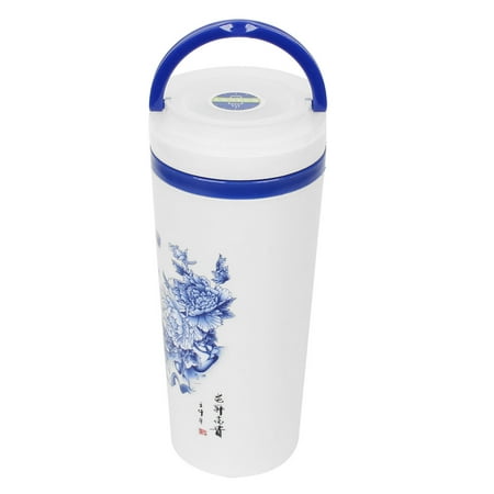 Home Office Plastic Water Container Flower Print Coffee Bottle 400ml