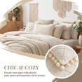 thumbnail image 4 of REGALWOVEN Couch Pillow Cases 1 Pack Soft Pom-poms Velvet Throw Pillow Covers for Farmhouse Home Decor Beige 18" x 18", 4 of 5