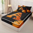 thumbnail image 2 of Castle Fairy Basketball Letter A Zipper Twin Comforter Sets with Fitted Sheet and 2 Pillowcases, Sport Graffiti Splash Zipper Bedding Set, Black Orange,4-Piece,Black Reversible, 2 of 6