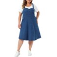 thumbnail image 2 of Agnes Orinda Women's Plus Size Denim Overall Dress Adjustable Straps A-Line Jean Dresses with Pockets 4X Mid Blue, 2 of 6