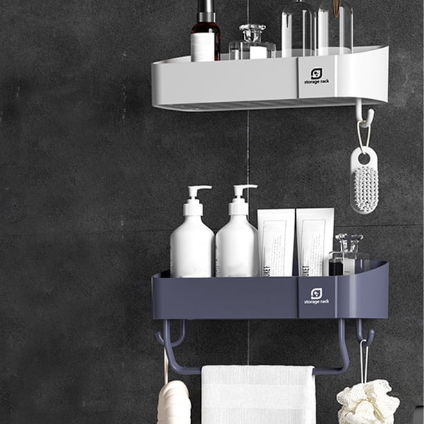 Estantería organizadora de encimeras de baño | Estante de almacenamiento de fregadero de plástico Blanco Azul | Soporte polivalente para artículos de aseo, cosméticos, cocina | Durable Easy Clean
