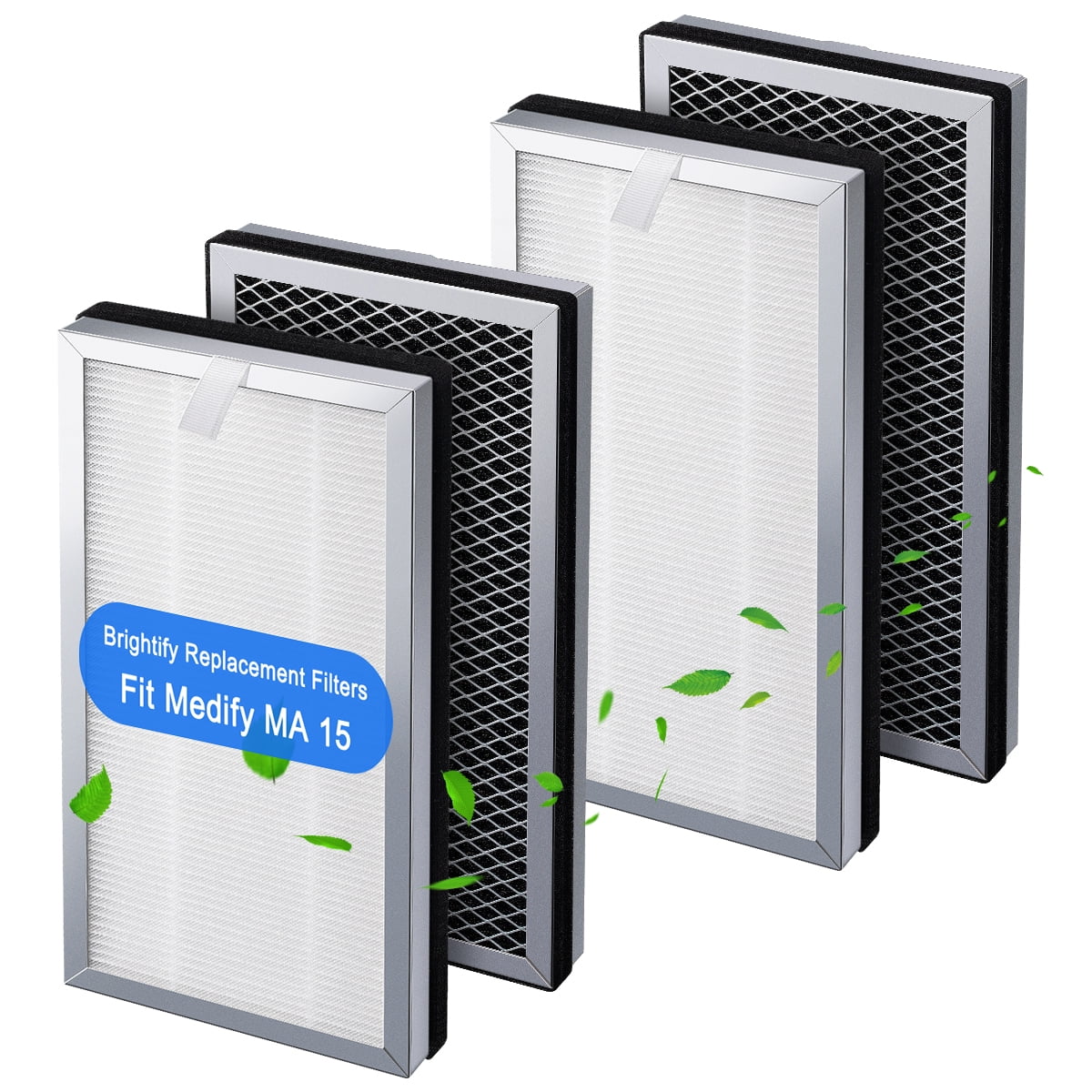 Brightify 4 Packs Replacements for Medify MA 15 Filter, True HEPA Air