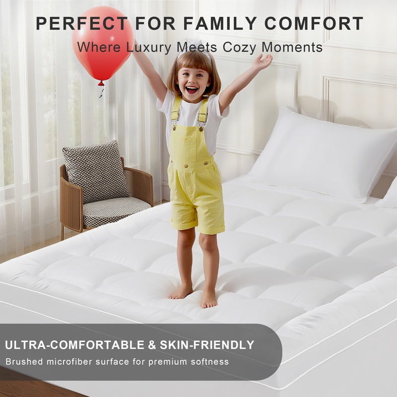 3 inch White Cooling Twin Mattress Topper, Extra Thick Pillow Top for Back Pain Relief