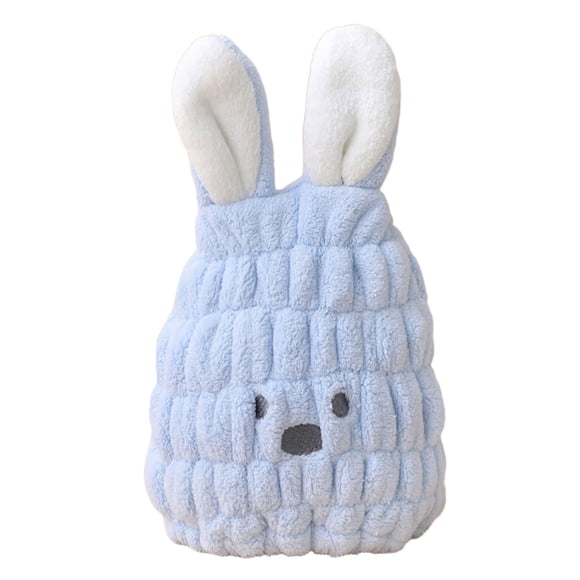Bathroom Accessories for Kids Cozy Absorbent Hair Towels Set with Cute Rabbit Ears Soft Coral Dry Hair Cap for Bath and Gentle Dri