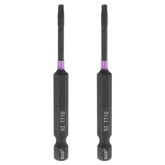 Uxcell 2pcs TT10 Torx Impact Screwdriver Bit 1/4" Hex Shank 3" Long Magnetic with Hole